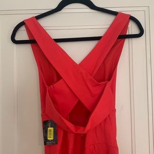 NWT Teeze Me bright coral mini cross back dress